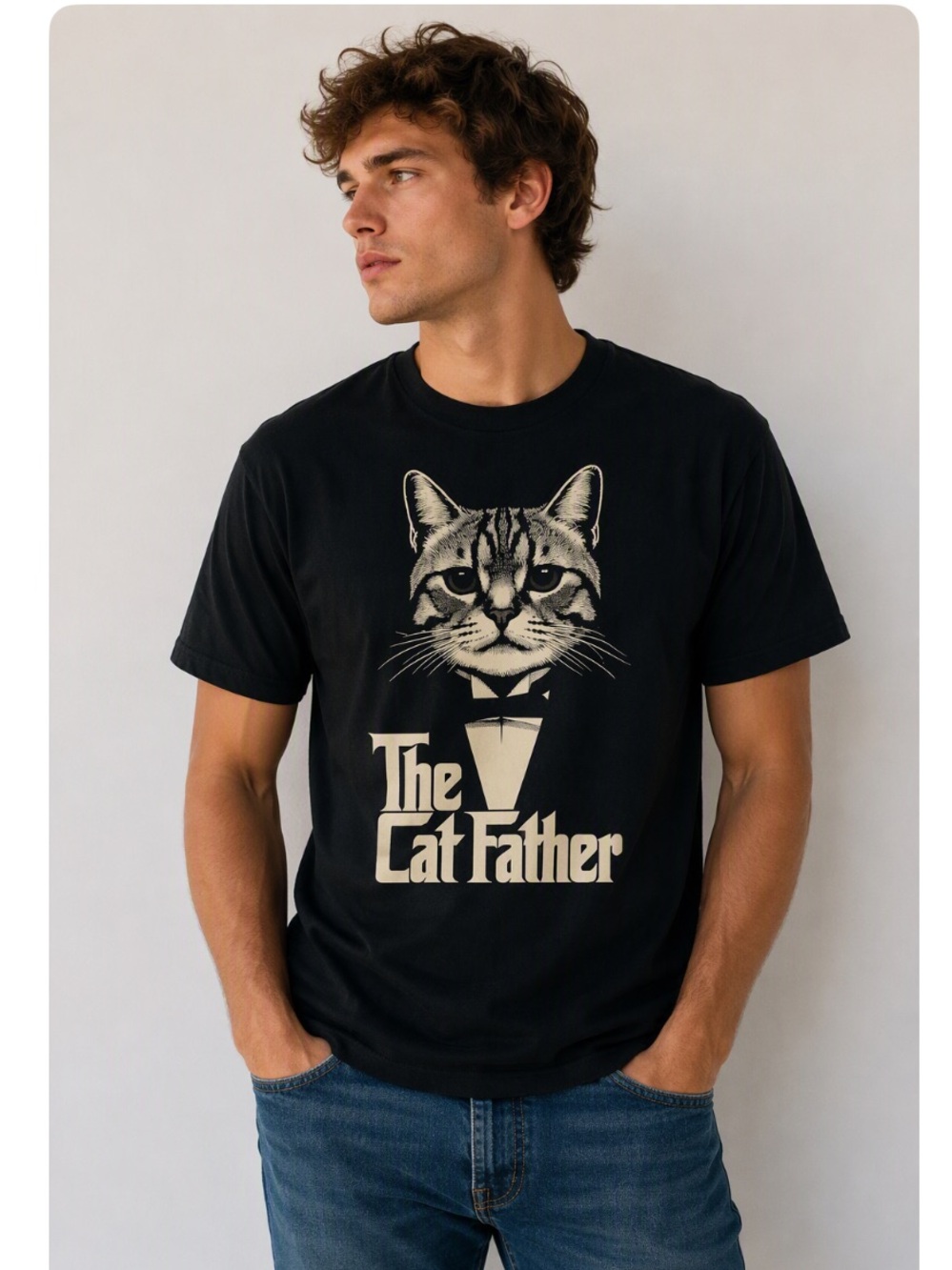 Gildan Black 'The Cat Father' Graphic T-Shirt